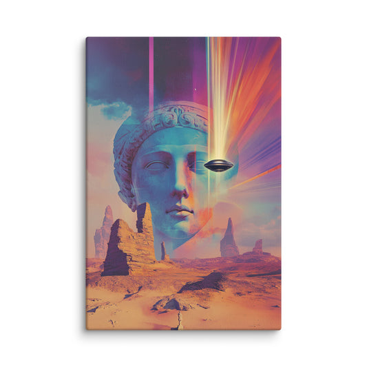 Celestial Fragment canvas wall art – ancient sculpture meets sci-fi wonder