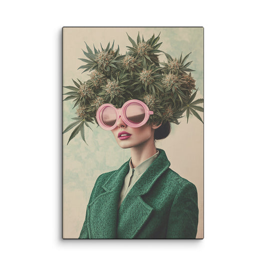 Botanical Bliss modern canvas wall art – figure with botanical headdress