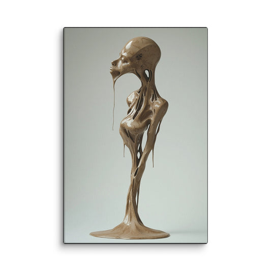 Specter Embrace modern abstract sculpture-inspired canvas wall art featuring a melting human figure in fluid motion, printed in high resolution for elegant modern décor. 12″×18″