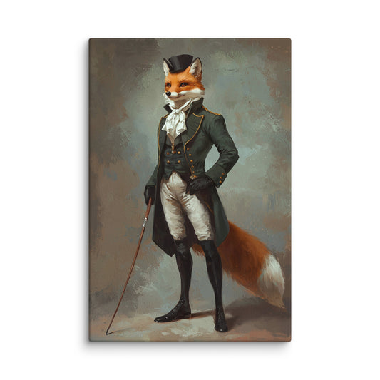Gentleman of the Wild whimsical animal portrait canvas wall art 12″×18″