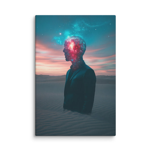 Galactic Vision surreal cosmic wall art – human form meets galaxy-inspired canvas print
 12″×18″