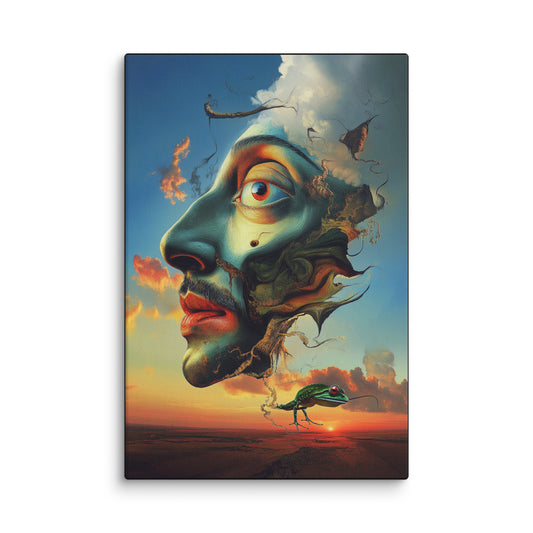 Frog People surreal modern canvas wall art inspired by Salvador Dalí