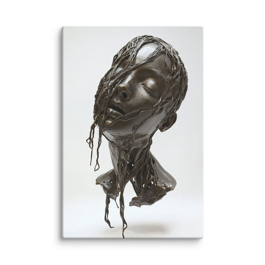 Dissolving Gaze sculptural modern canvas wall art – abstract bust artwork 12″×18″