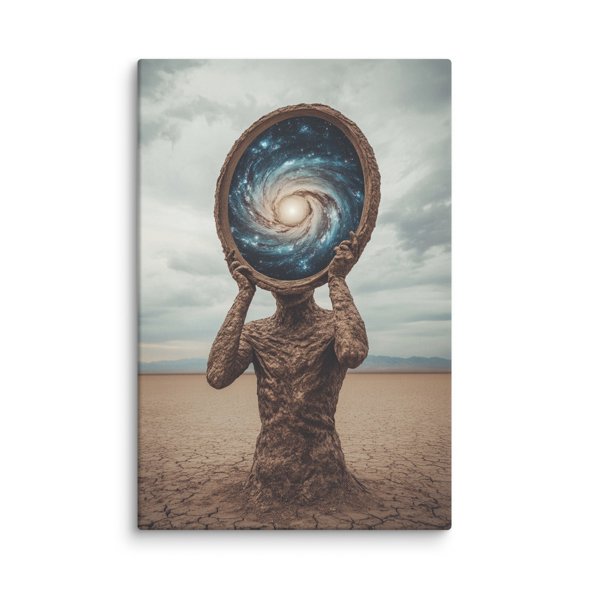 Cosmic Reflection surreal canvas wall art – human form gateway to cosmos16″×24″