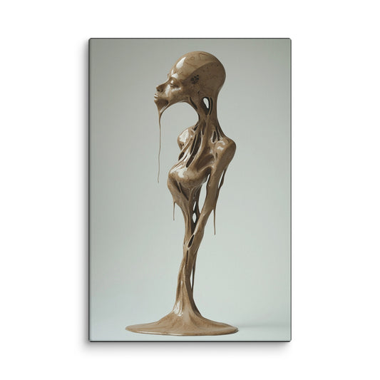 Specter Embrace modern abstract sculpture-inspired canvas wall art featuring a melting human figure in fluid motion, printed in high resolution for elegant modern décor. 40″×60″
