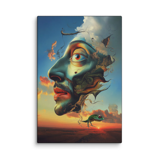 Frog People surreal modern canvas wall art inspired by Salvador Dalí