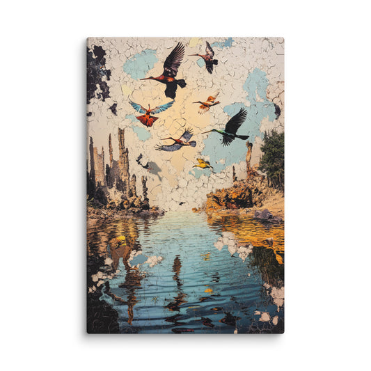 Fragmented Flight dreamy modern canvas wall art – textured abstract artwork 40″×60″