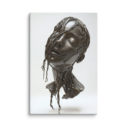 Dissolving Gaze sculptural modern canvas wall art – abstract bust artwork 40″×60″