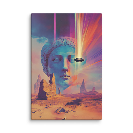 Celestial Fragment canvas wall art – ancient sculpture meets sci-fi wonder